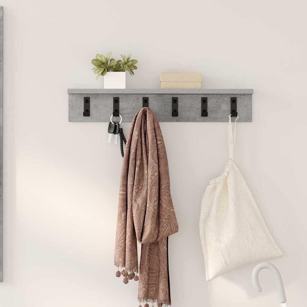 Porte-manteau mural avec étagère Gris béton 60 x 10.5 x 10.5 cm