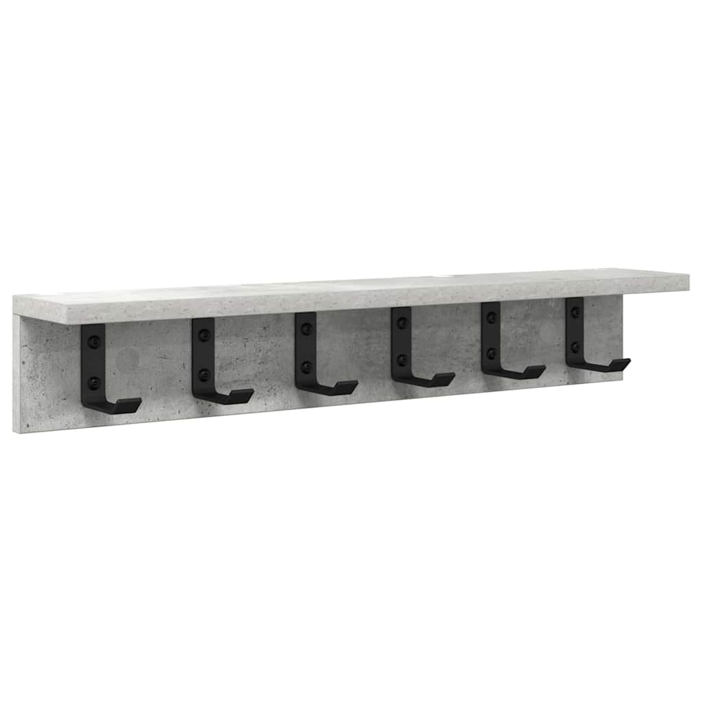 Porte-manteau mural avec étagère Gris béton 60 x 10.5 x 10.5 cm