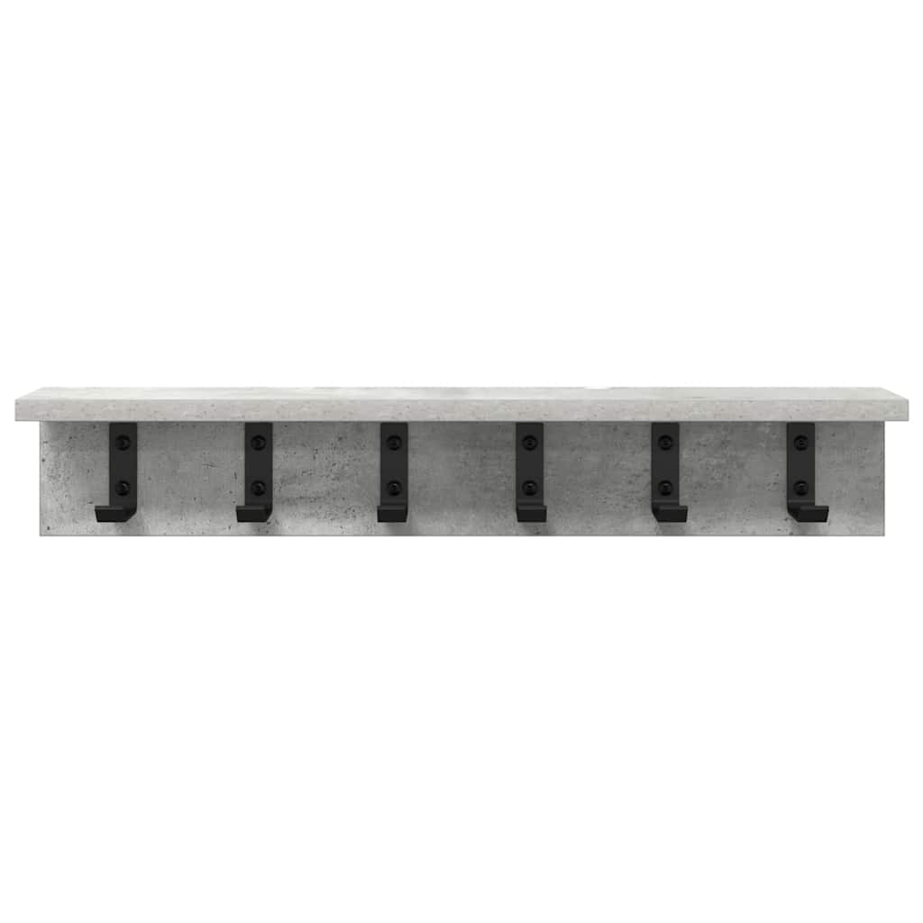 Porte-manteau mural avec étagère Gris béton 60 x 10.5 x 10.5 cm