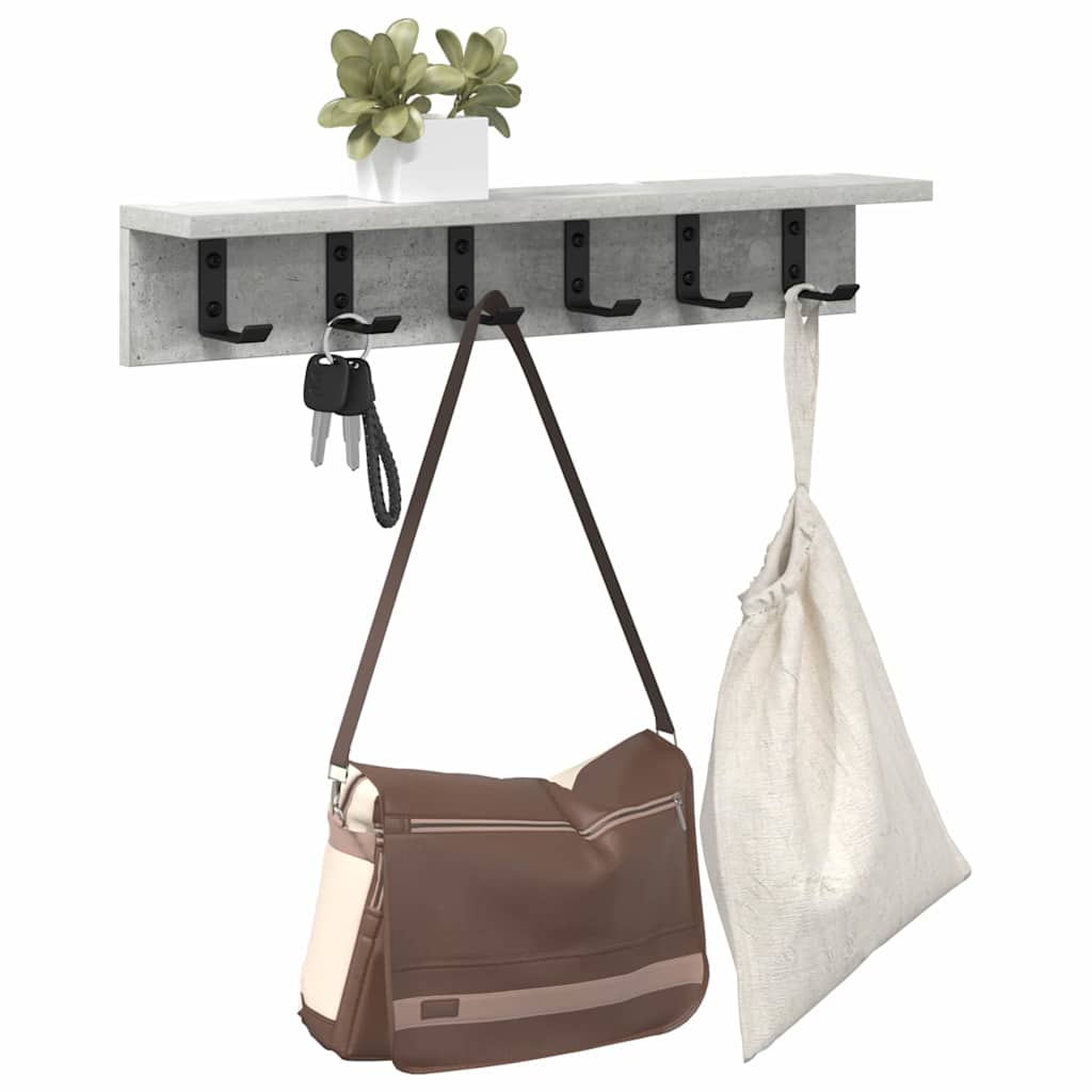 Porte-manteau mural avec étagère Gris béton 60 x 10.5 x 10.5 cm