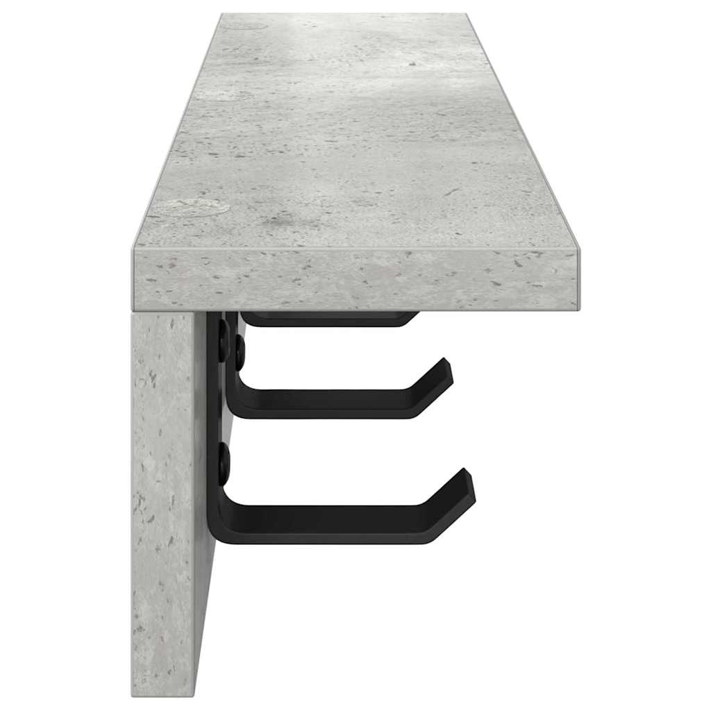Porte-manteau mural avec étagère Gris béton 60 x 10.5 x 10.5 cm