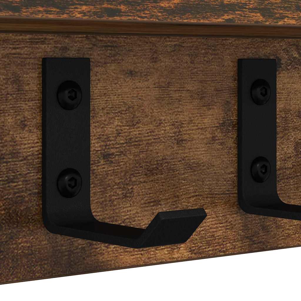Porte-manteau mural avec étagère Chêne fumé 60 x 10.5 x 10.5 cm