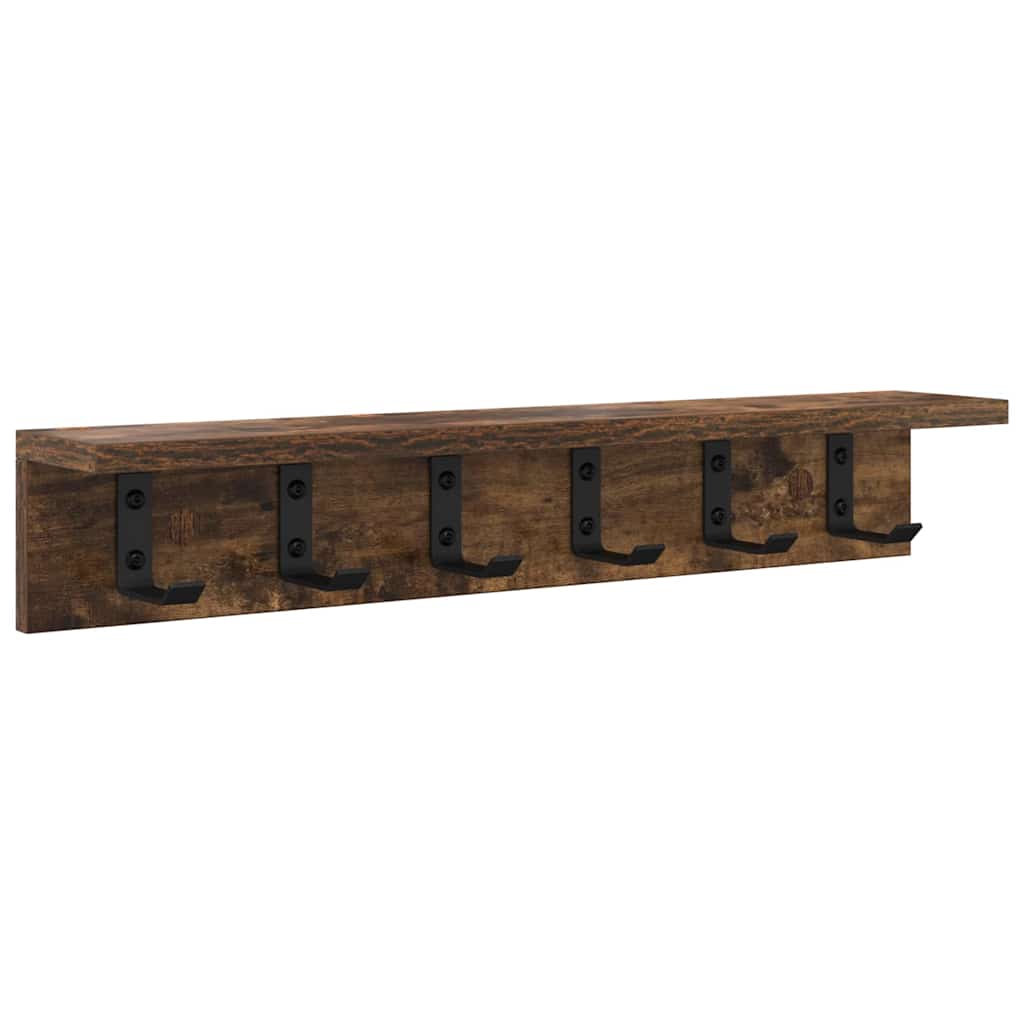 Porte-manteau mural avec étagère Chêne fumé 60 x 10.5 x 10.5 cm
