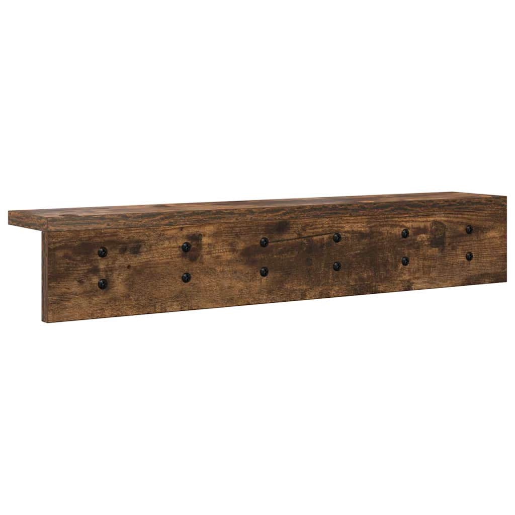 Porte-manteau mural avec étagère Chêne fumé 60 x 10.5 x 10.5 cm