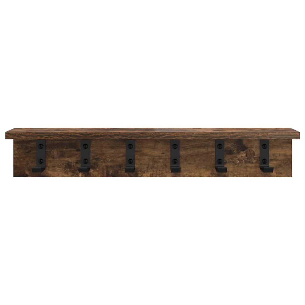 Porte-manteau mural avec étagère Chêne fumé 60 x 10.5 x 10.5 cm