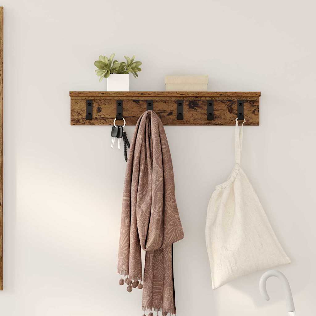 Porte-manteau mural Bois ancien 60 x 10.5 x 10.5 cm