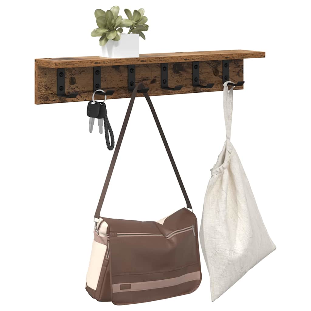 Porte-manteau mural Bois ancien 60 x 10.5 x 10.5 cm