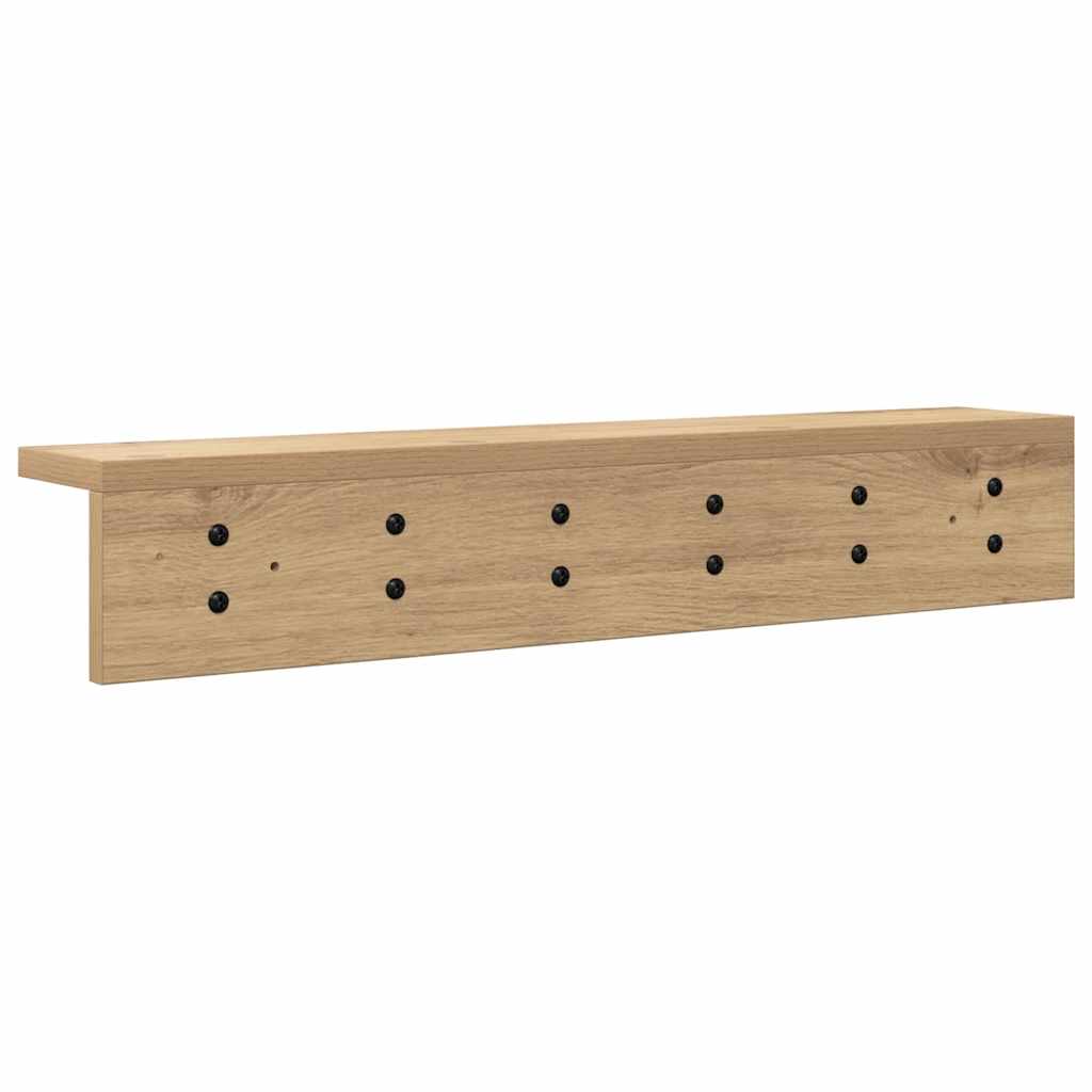 Porte-manteau mural chêne artisanal 60 x 10.5 x 10.5 cm