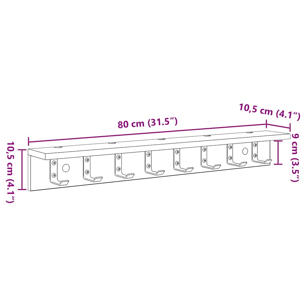 Porte-manteau mural Blanc 80 x 10.5 x 10.5 cm Bois d'ingénierie