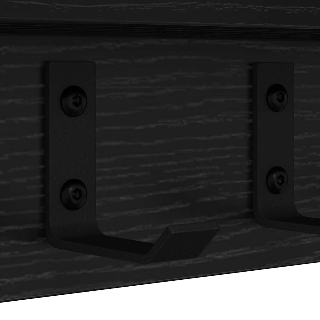 Porte-manteau mural avec étagère Chêne noir 80 x 10.5 x 10.5 cm