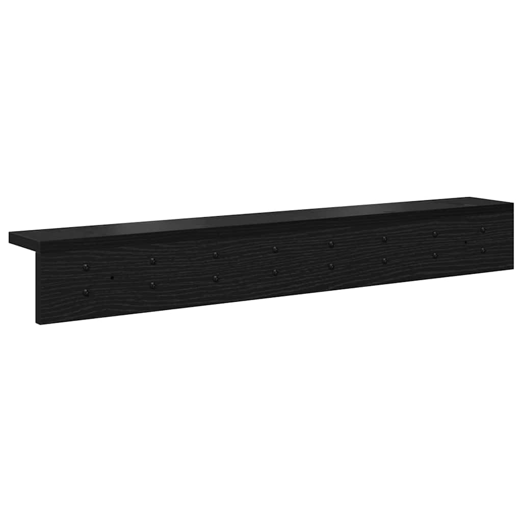 Porte-manteau mural avec étagère Chêne noir 80 x 10.5 x 10.5 cm
