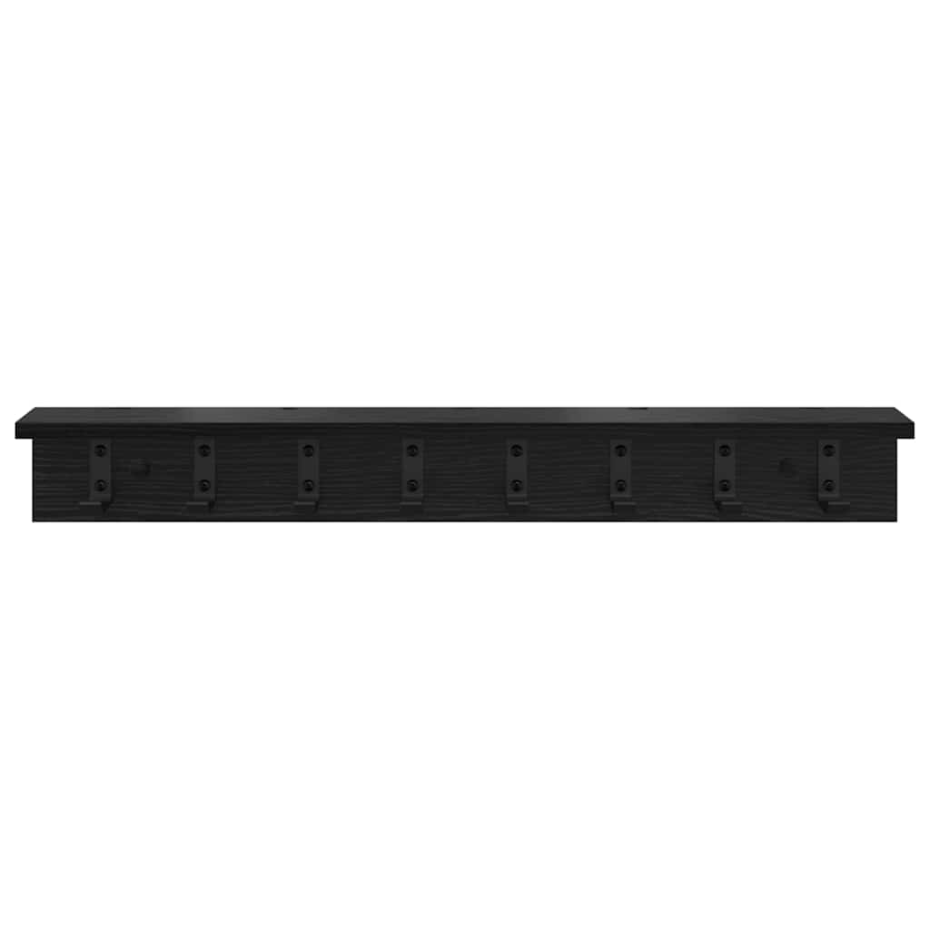 Porte-manteau mural avec étagère Chêne noir 80 x 10.5 x 10.5 cm
