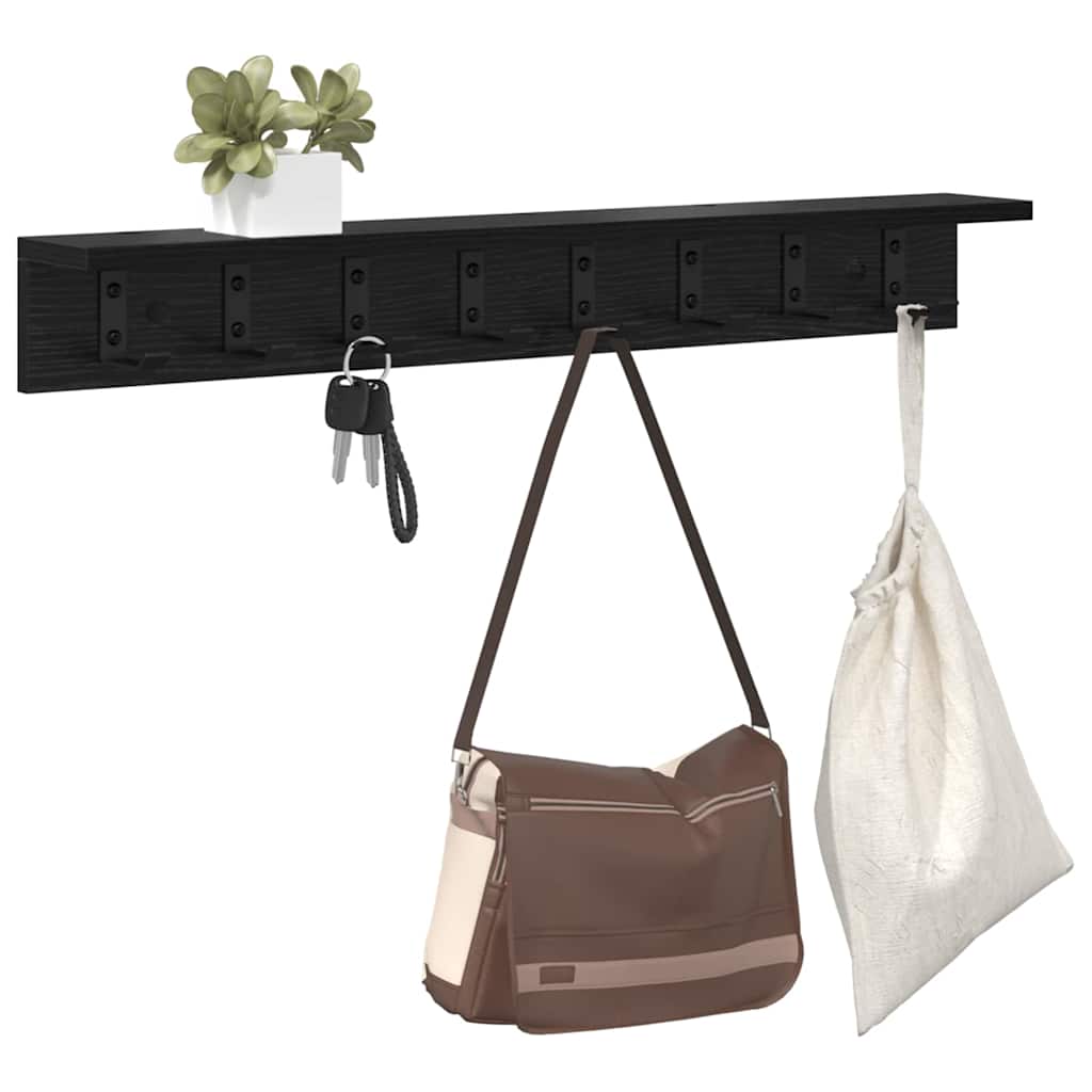 Porte-manteau mural avec étagère Chêne noir 80 x 10.5 x 10.5 cm