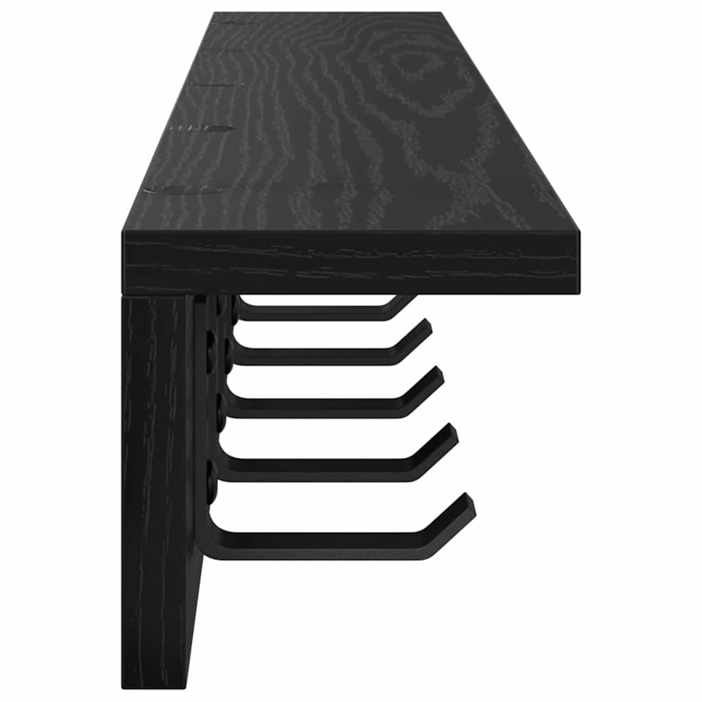 Porte-manteau mural avec étagère Chêne noir 80 x 10.5 x 10.5 cm
