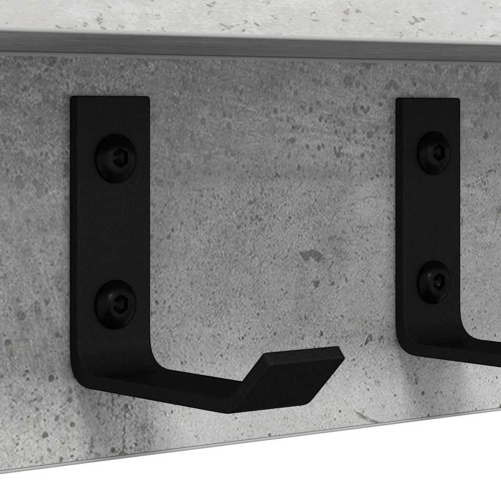 Porte-manteau mural avec étagère Gris béton 80 x 10.5 x 10.5 cm