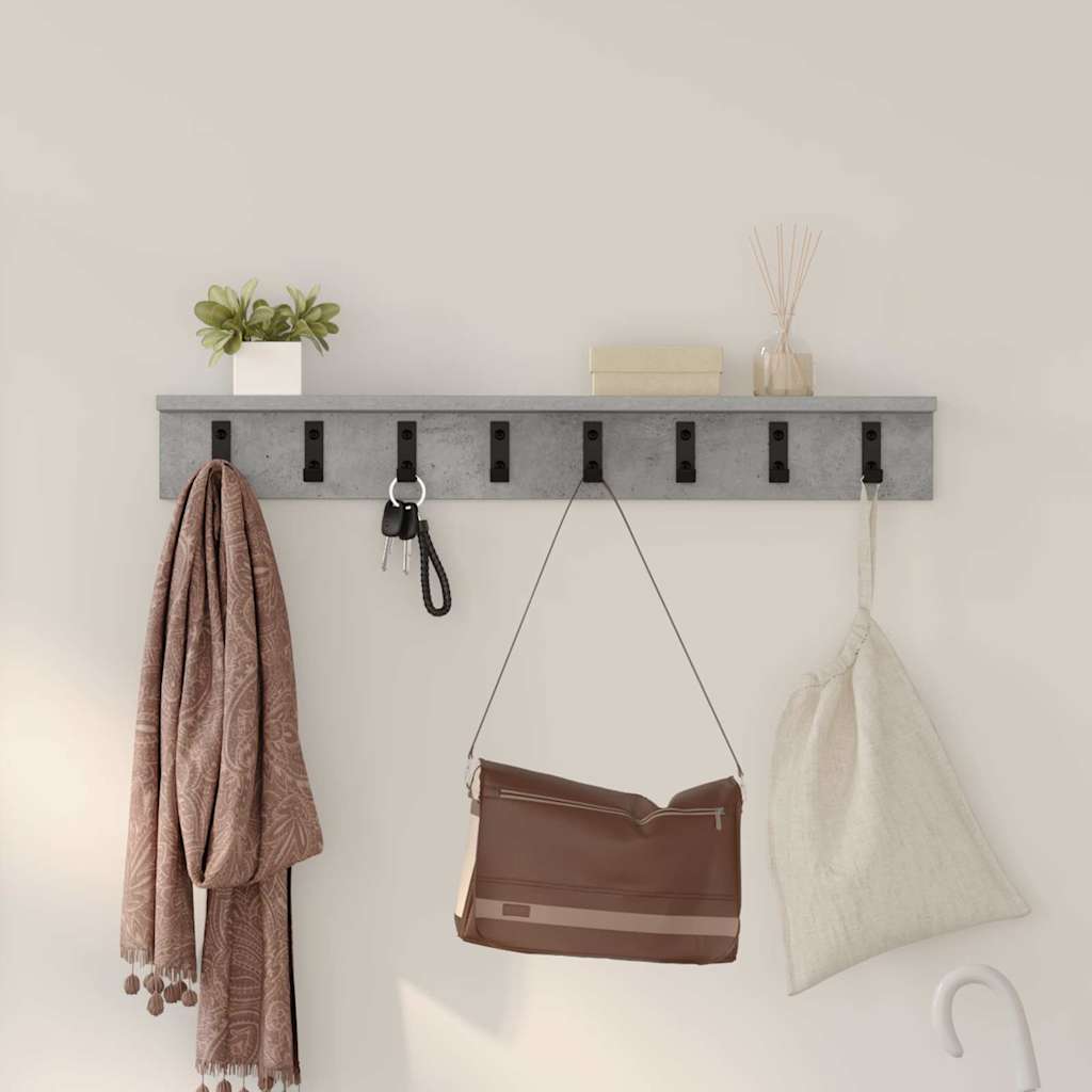 Porte-manteau mural avec étagère Gris béton 80 x 10.5 x 10.5 cm