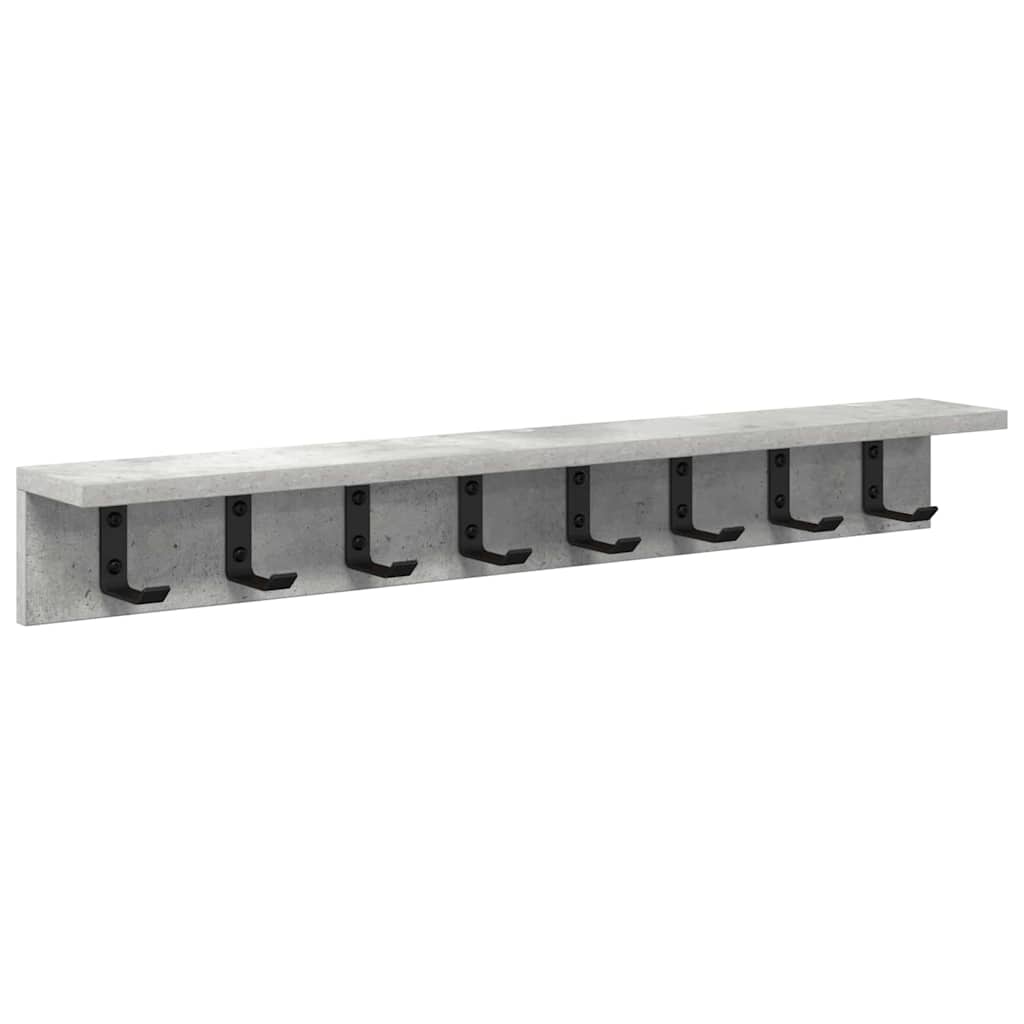 Porte-manteau mural avec étagère Gris béton 80 x 10.5 x 10.5 cm