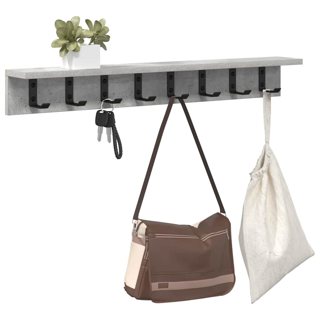 Porte-manteau mural avec étagère Gris béton 80 x 10.5 x 10.5 cm