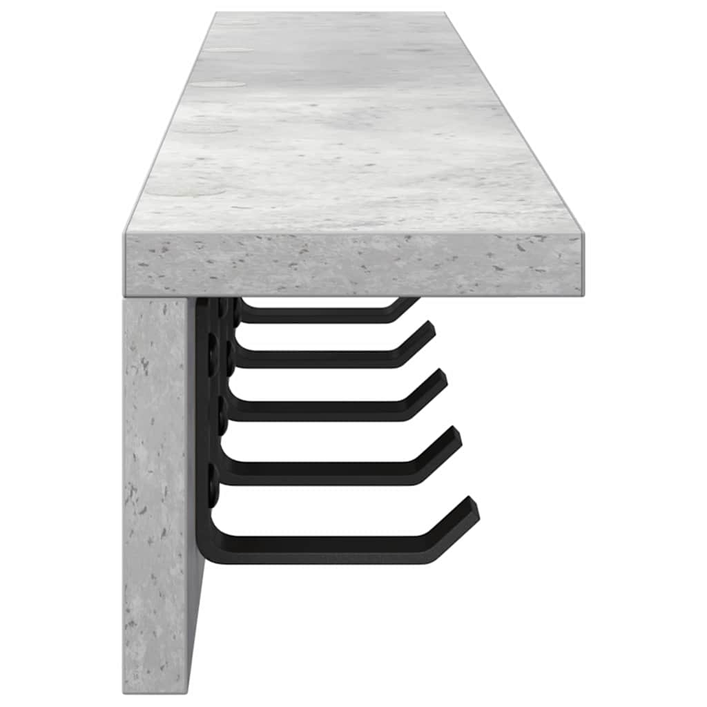 Porte-manteau mural avec étagère Gris béton 80 x 10.5 x 10.5 cm