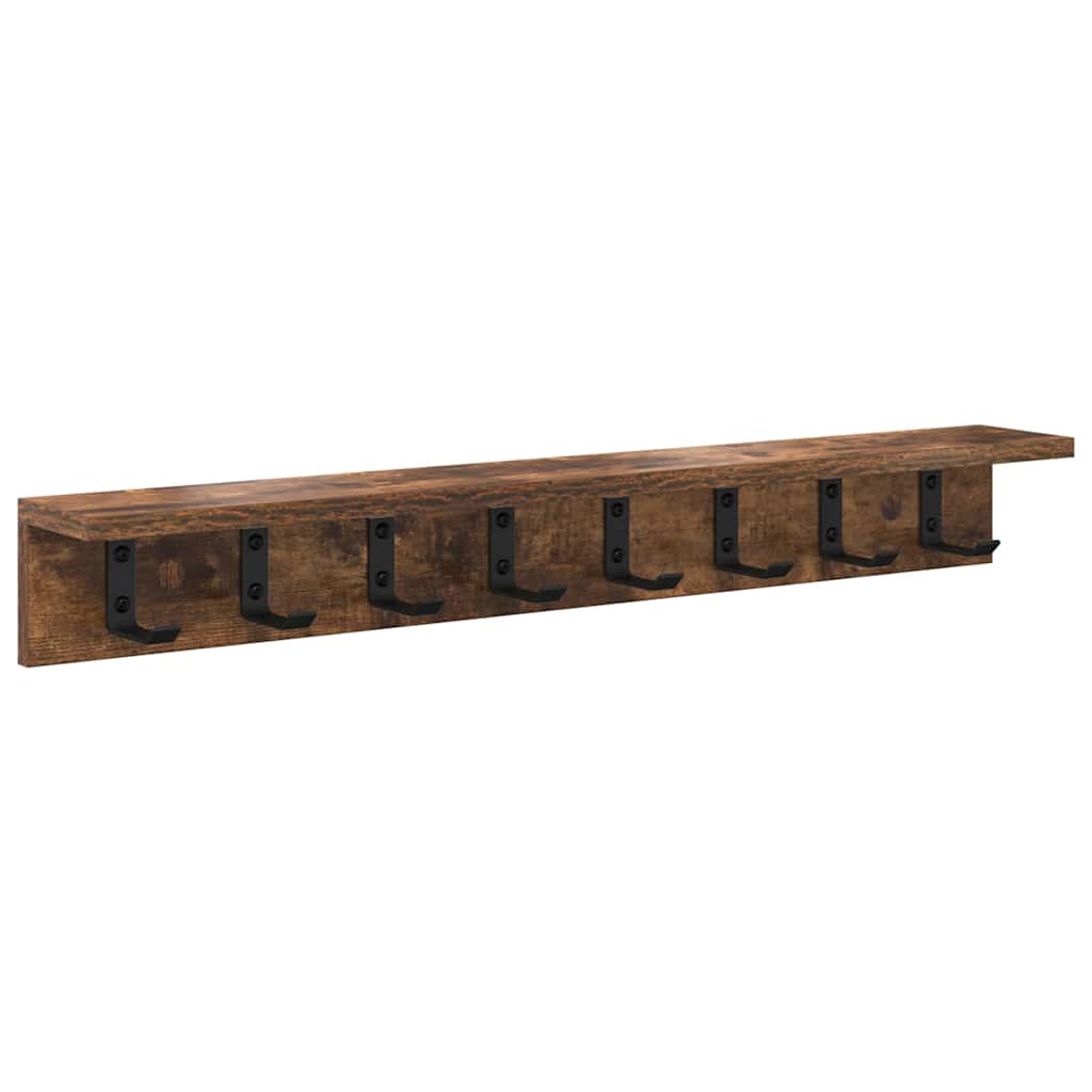 Porte-manteau mural avec étagère Chêne fumé 80 x 10.5 x 10.5 cm