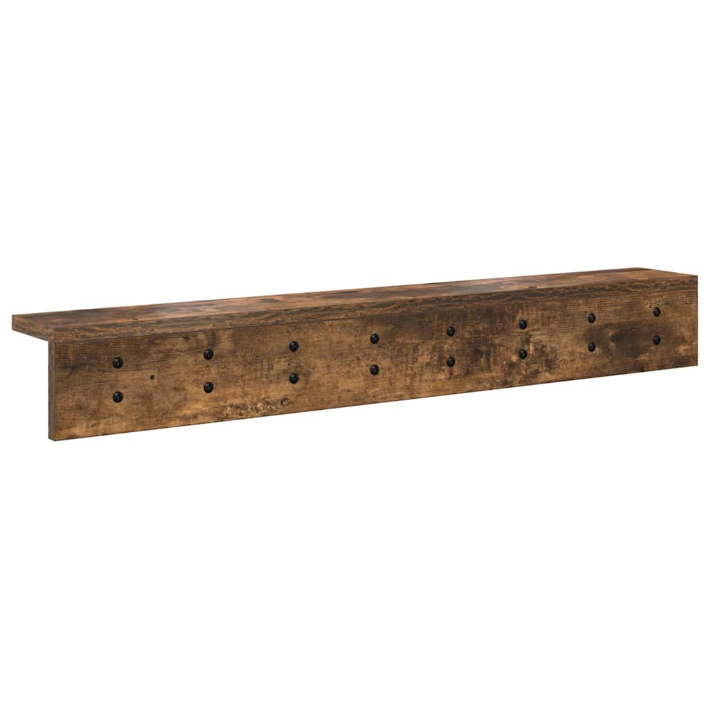 Porte-manteau mural avec étagère Chêne fumé 80 x 10.5 x 10.5 cm
