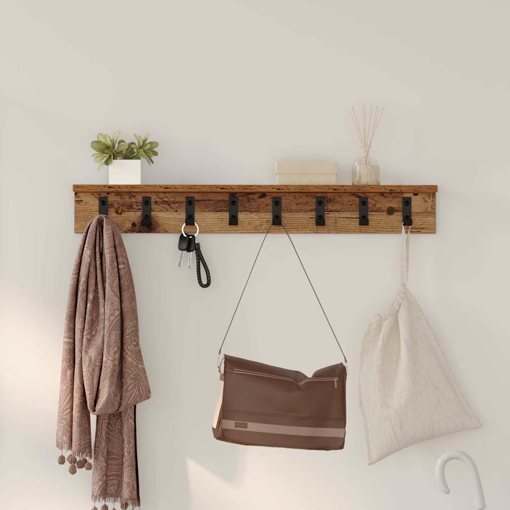 Porte-manteau mural Bois ancien 80 x 10.5 x 10.5 cm