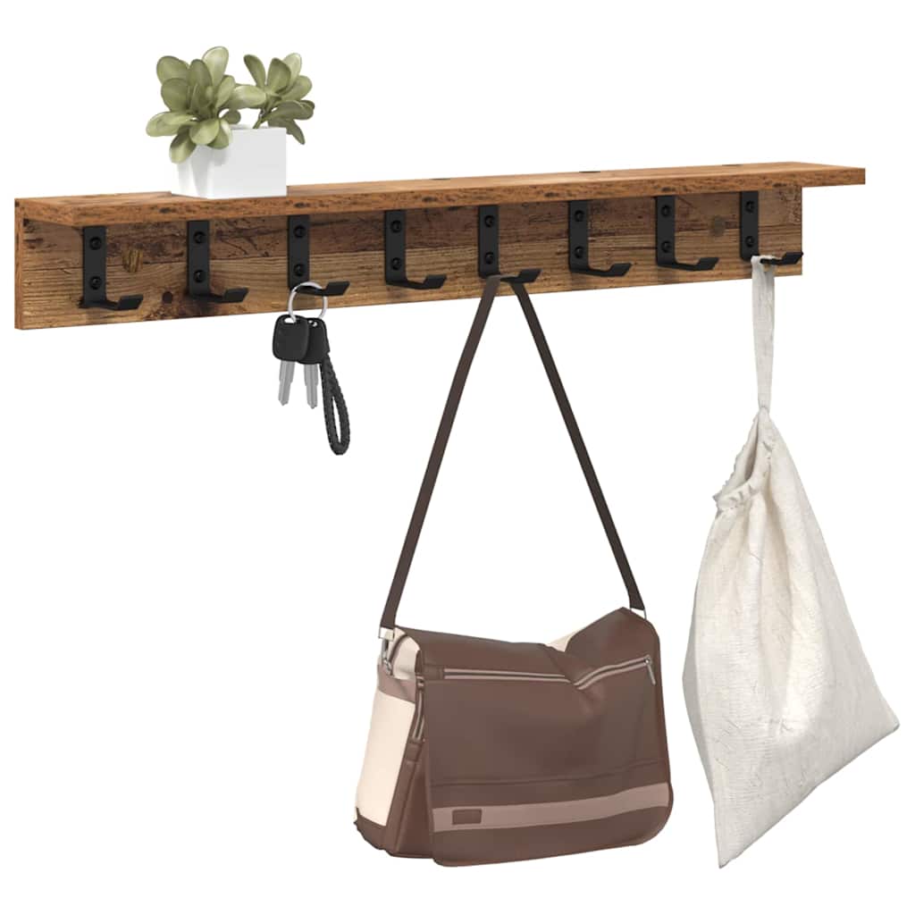 Porte-manteau mural Bois ancien 80 x 10.5 x 10.5 cm