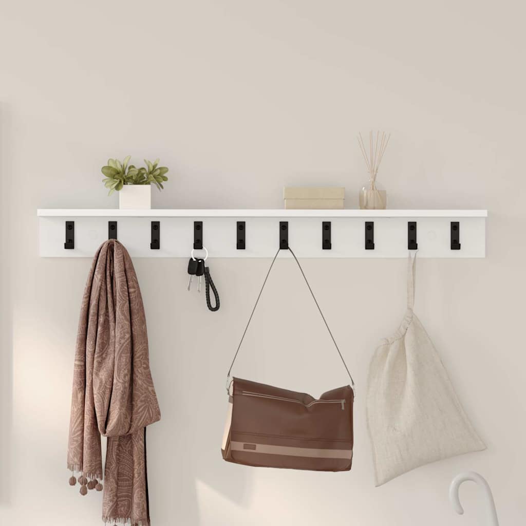 Porte-manteau mural avec étagère Blanc 100 x 10.5 x 10.5 cm