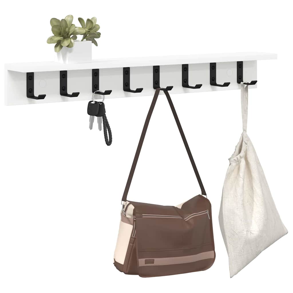 Porte-manteau mural avec étagère Blanc 100 x 10.5 x 10.5 cm