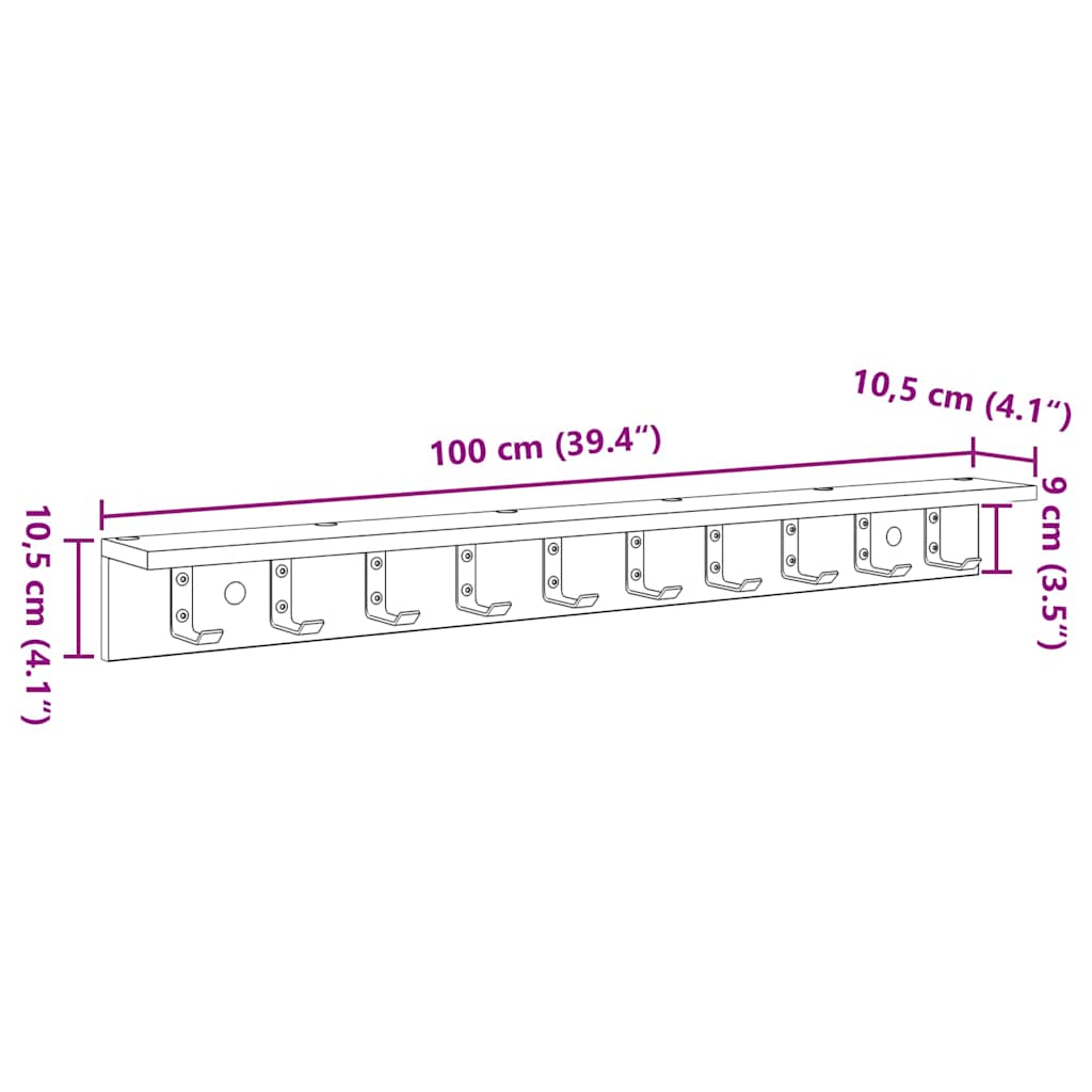 Porte-manteau mural avec étagère Blanc 100 x 10.5 x 10.5 cm