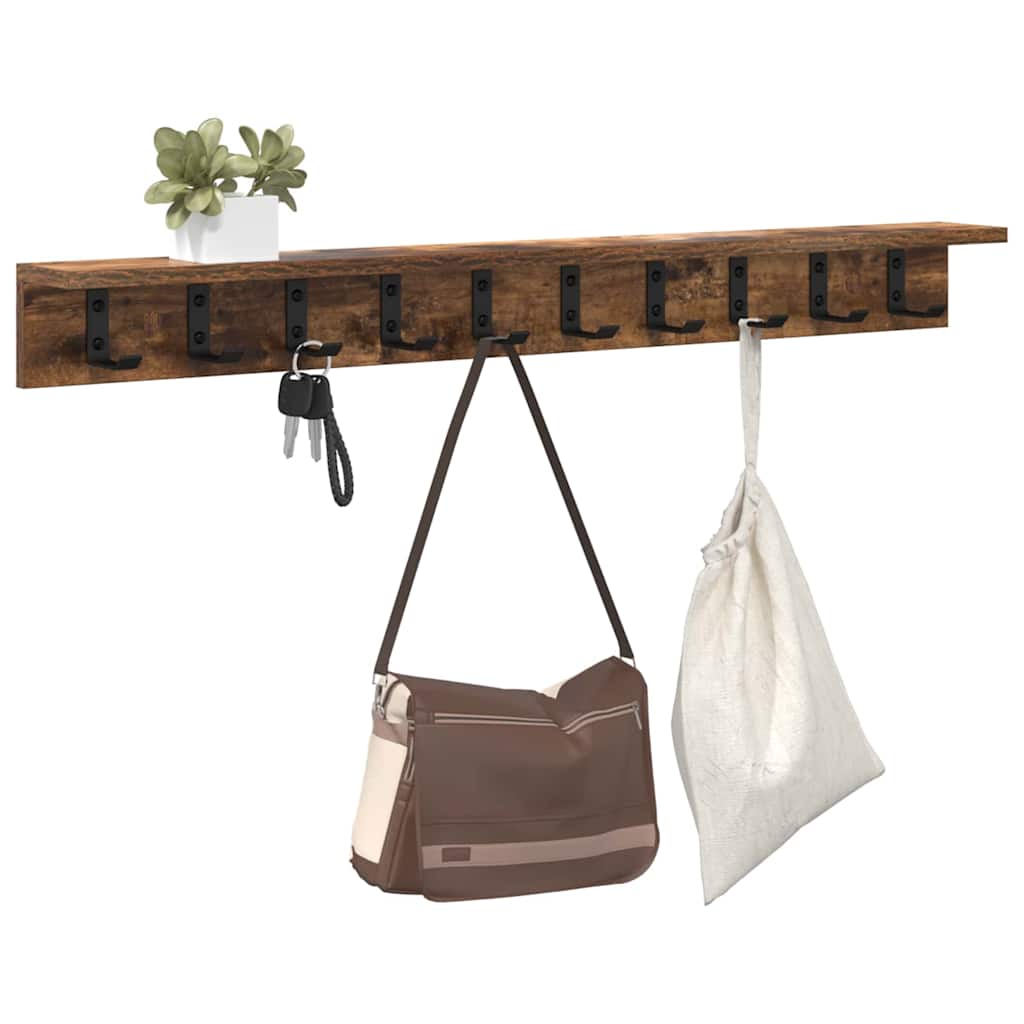 Porte-manteau mural Chêne fumé 100 x 10.5 x 10.5 cm