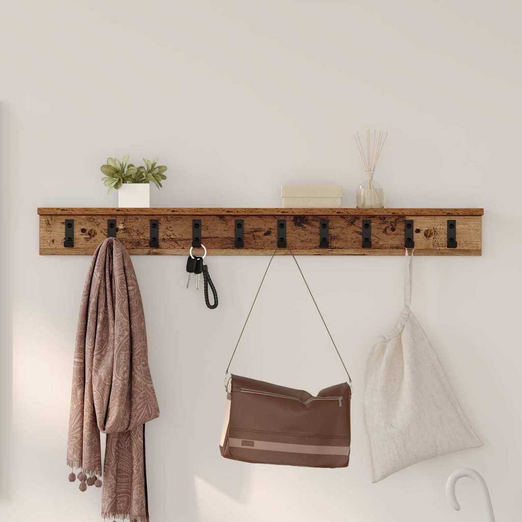 Porte-manteau mural Bois ancien 100 x 10.5 x 10.5 cm
