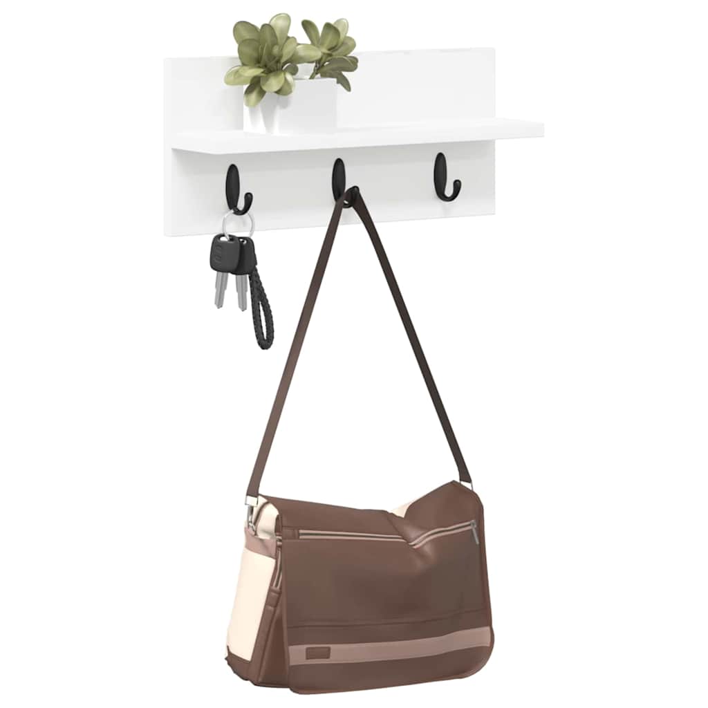 Porte-manteau mural Blanc 40 x 10.5 x 18 cm Bois d'ingénierie