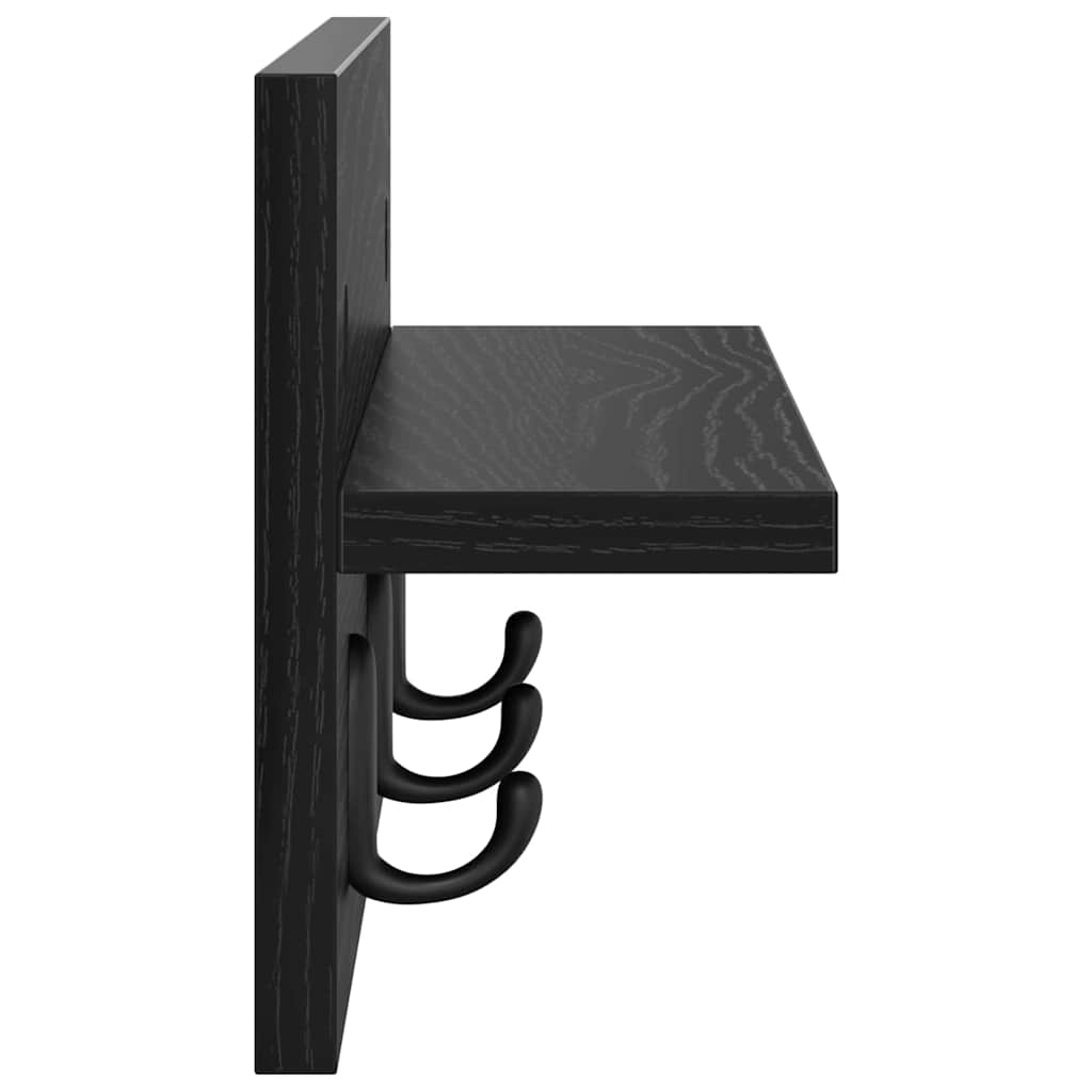 Porte-manteau mural avec étagère Chêne noir 40 x 10.5 x 18 cm