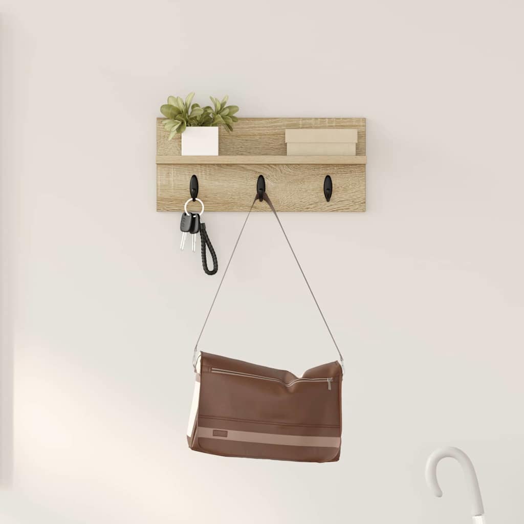 Porte-manteau mural avec étagère Chêne sonoma 40 x 10.5 x 18 cm