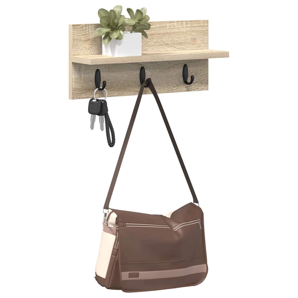 Porte-manteau mural avec étagère Chêne sonoma 40 x 10.5 x 18 cm