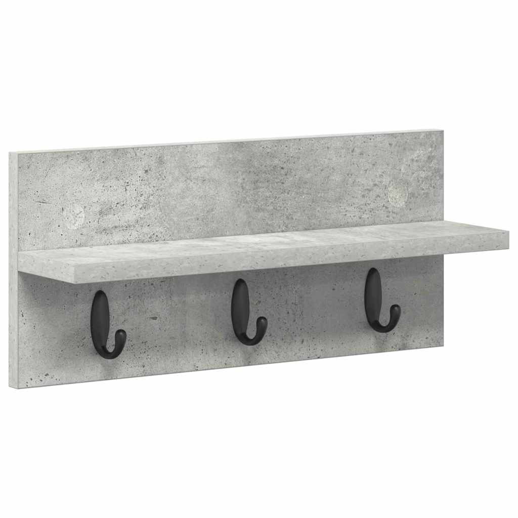 Porte-manteau mural avec étagère Gris béton 40 x 10.5 x 18 cm
