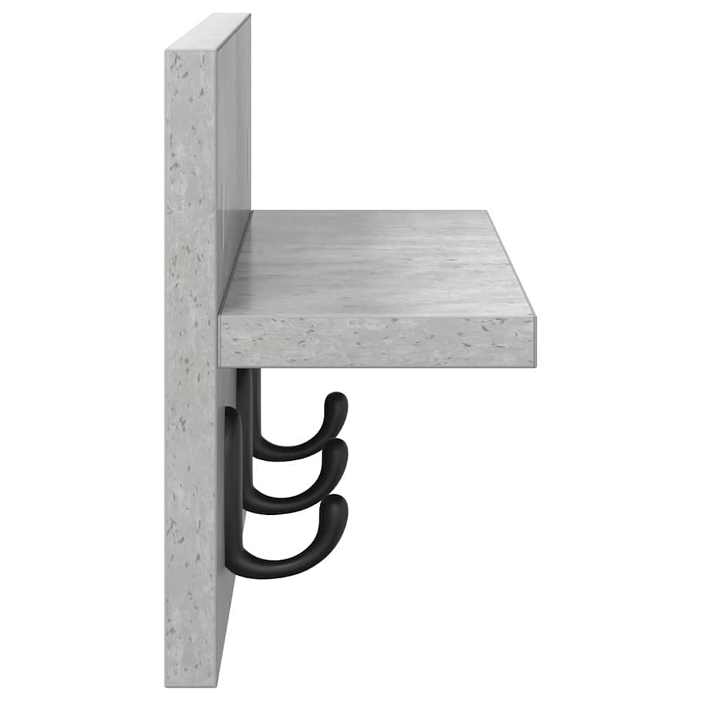 Porte-manteau mural avec étagère Gris béton 40 x 10.5 x 18 cm