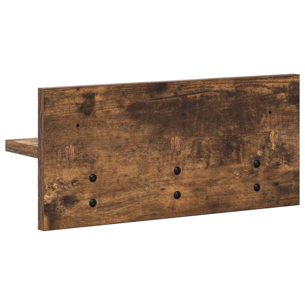 Porte-manteau mural avec étagère Chêne fumé 40 x 10.5 x 18 cm