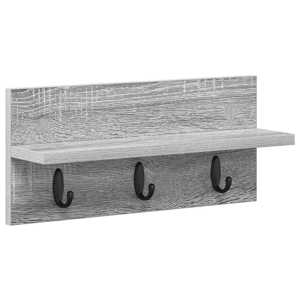 Porte-manteau mural avec étagère Sonoma gris 40 x 10.5 x 18 cm