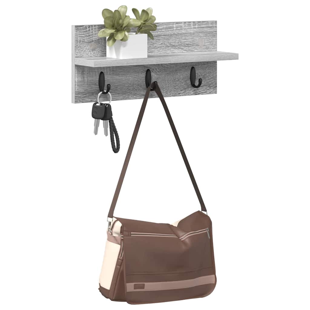 Porte-manteau mural avec étagère Sonoma gris 40 x 10.5 x 18 cm