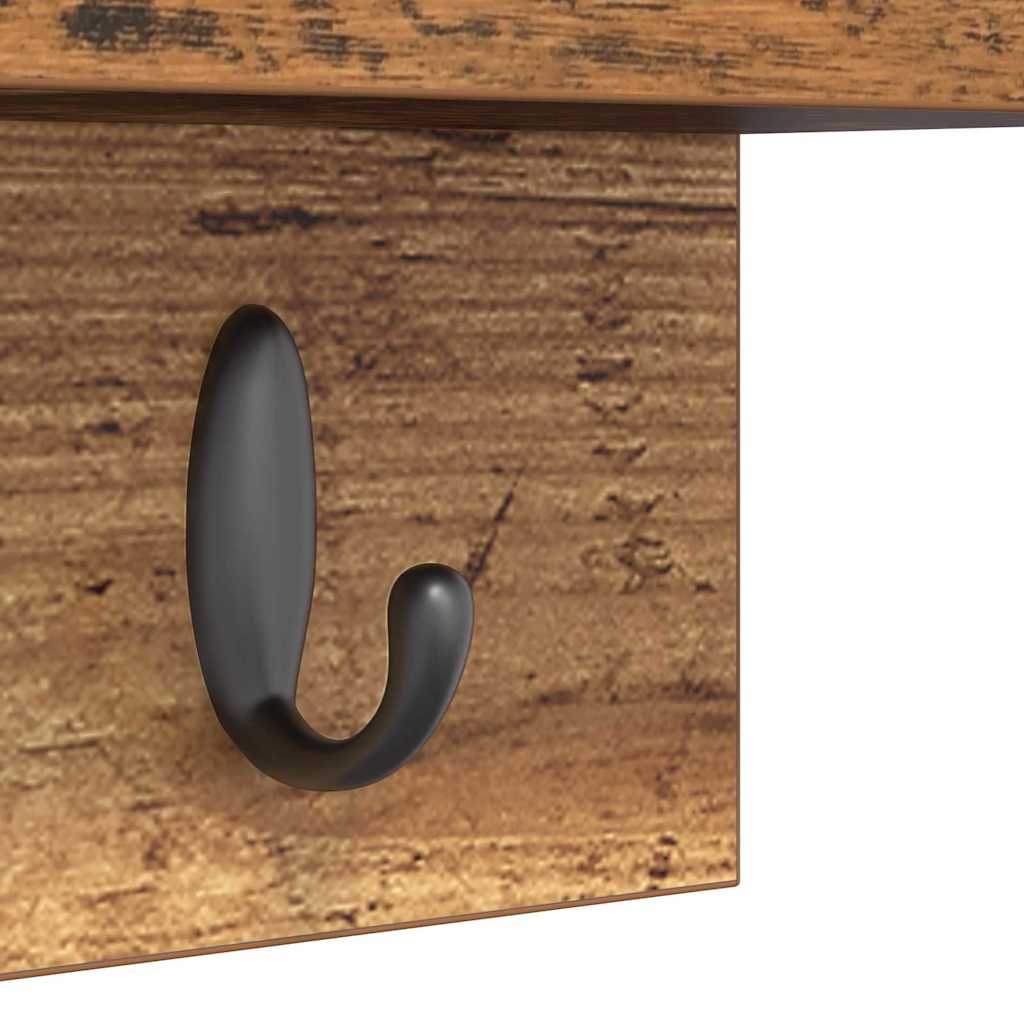 Porte-manteau mural avec étagère Bois ancien 40 x 10.5 x 18 cm