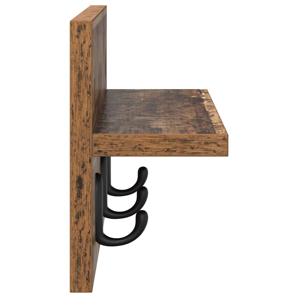 Porte-manteau mural avec étagère Bois ancien 40 x 10.5 x 18 cm
