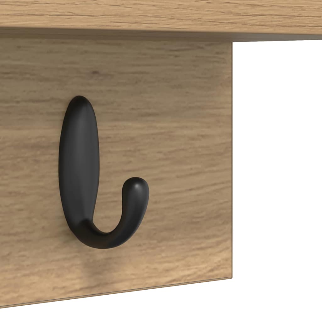Porte-manteau mural chêne artisanal 40 x 10.5 x 18 cm