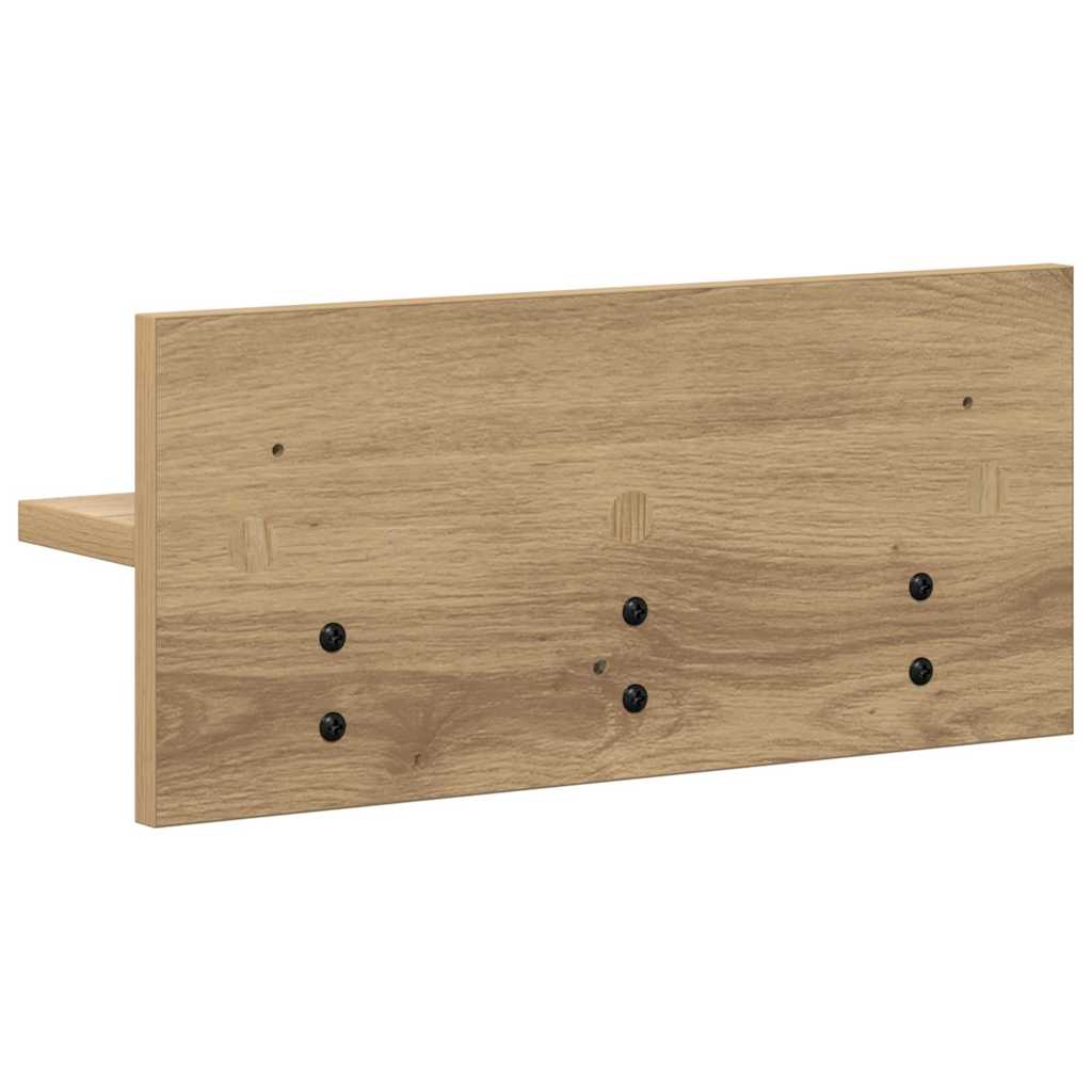 Porte-manteau mural chêne artisanal 40 x 10.5 x 18 cm