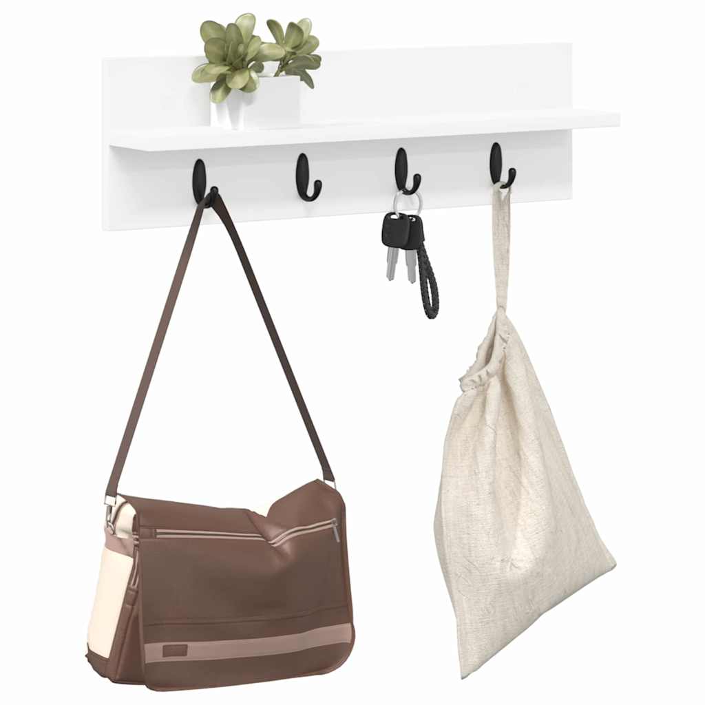 Porte-manteau mural Blanc 60 x 10.5 x 18 cm Bois d'ingénierie