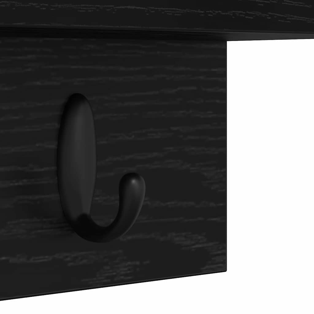 Porte-manteau mural avec étagère Chêne noir 60 x 10.5 x 18 cm