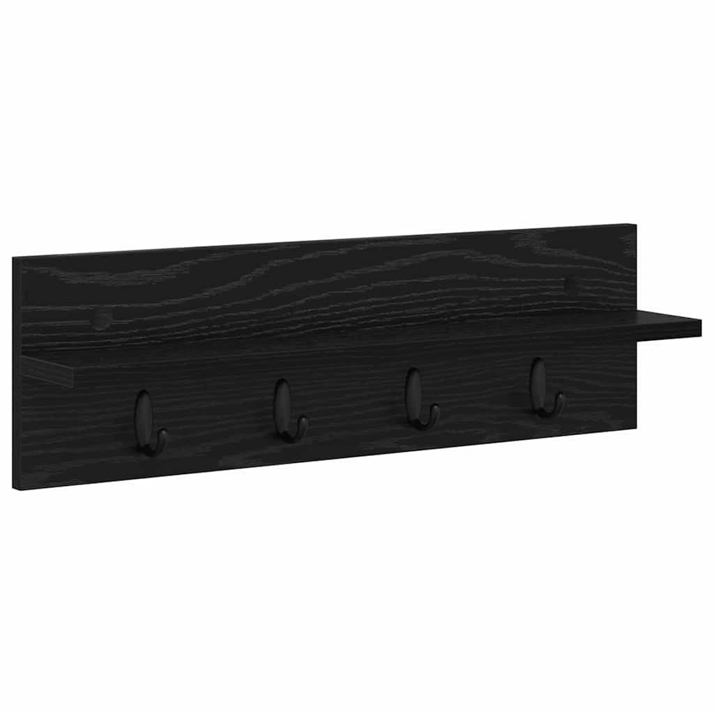 Porte-manteau mural avec étagère Chêne noir 60 x 10.5 x 18 cm