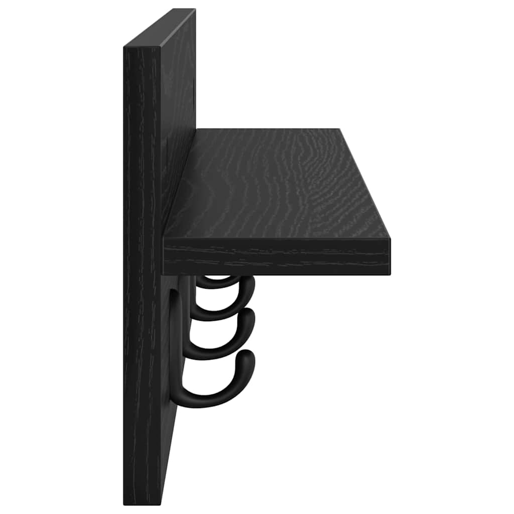 Porte-manteau mural avec étagère Chêne noir 60 x 10.5 x 18 cm