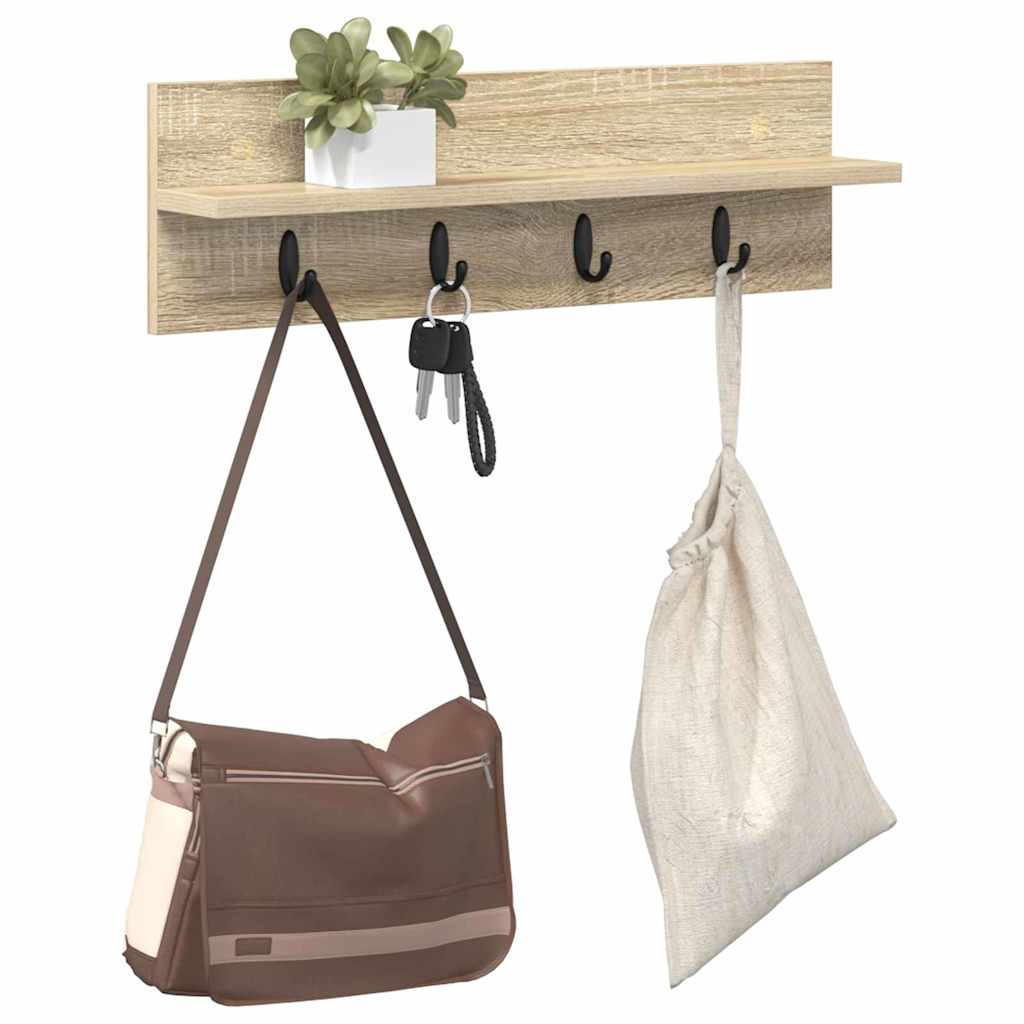 Porte-manteau mural avec étagère Chêne sonoma 60 x 10.5 x 18 cm